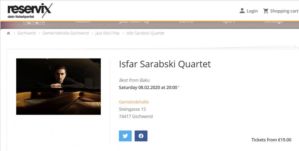 Caz ustası İsfar Sarabski Almaniyada konsert proqramı ilə çıxış edəcək